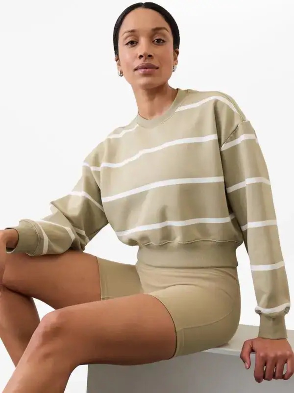 Athleta Terry Cropped Crewneck Sweatshirt